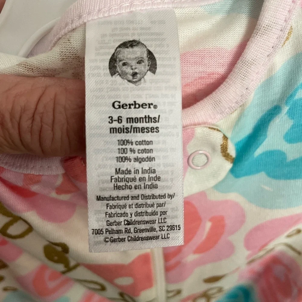 Carter's Floral Zip Up Footed Sleeper 3-6 Months NWT